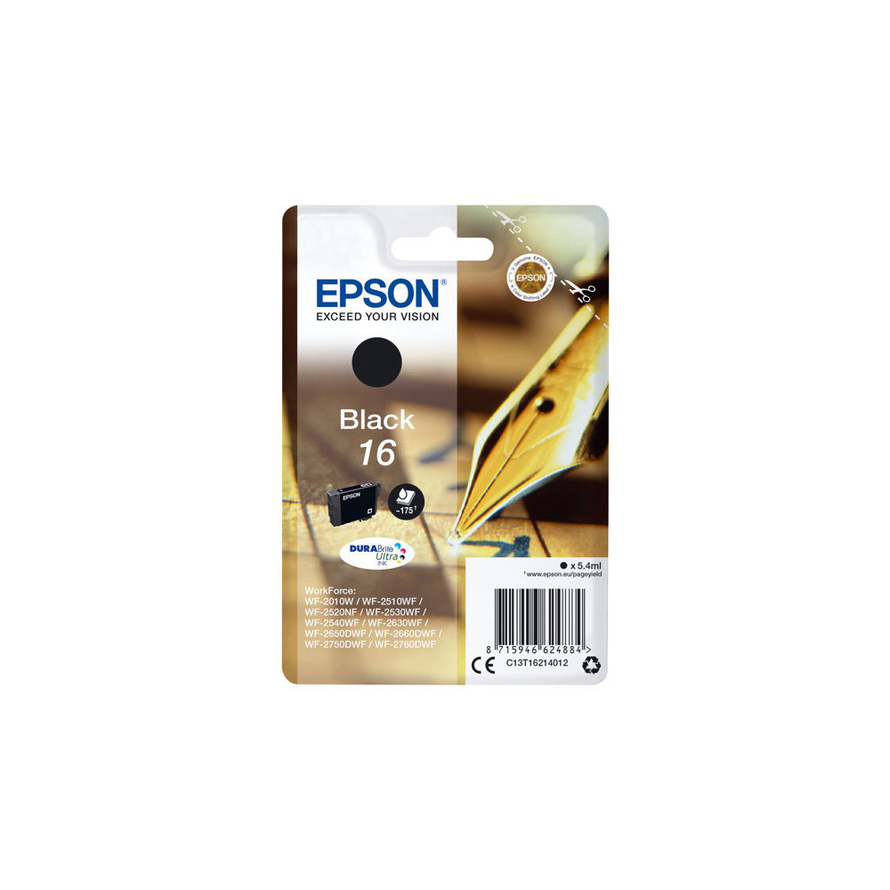 EPSON 6LB 16 ink cartridge black standard capacity 5.4ml 175 pages 1-pack RF-AM blister w/s