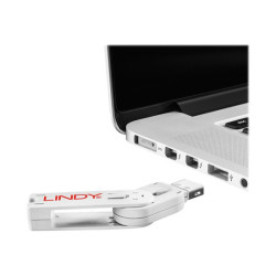 LINDY Clé USB et 4 bloqueurs de ports USB Blanc redeal.fr