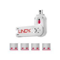 LINDY Clé USB et 4 bloqueurs de ports USB Rose redeal.fr