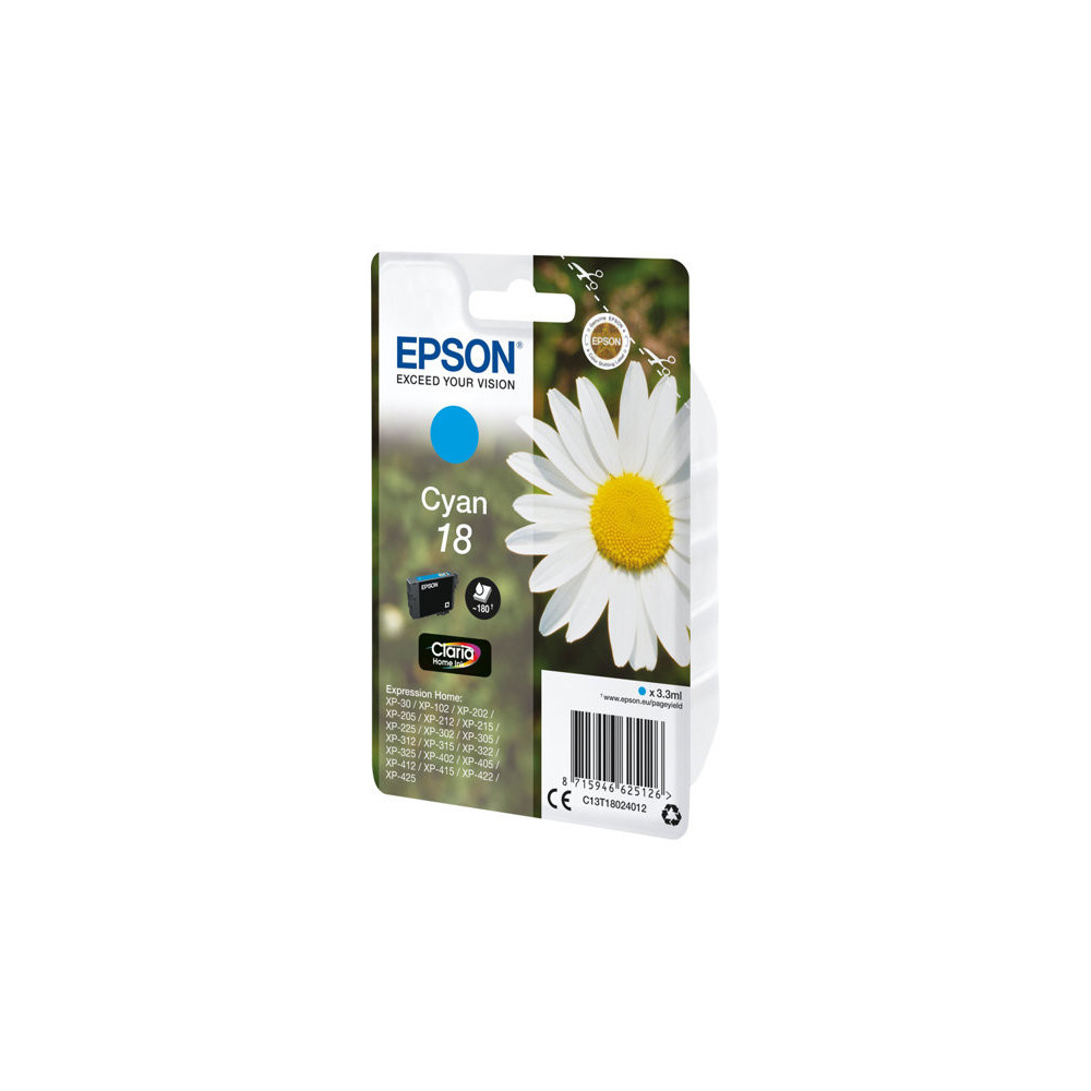 EPSON 1LB 18 ink cartridge cyan standard capacity 3.3ml 180 pages 1-pack blister without alarm