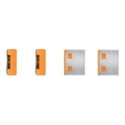 LINDY Clé USB et 4 bloqueurs de ports USB Orange redeal.fr