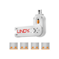 LINDY Clé USB et 4 bloqueurs de ports USB Orange redeal.fr