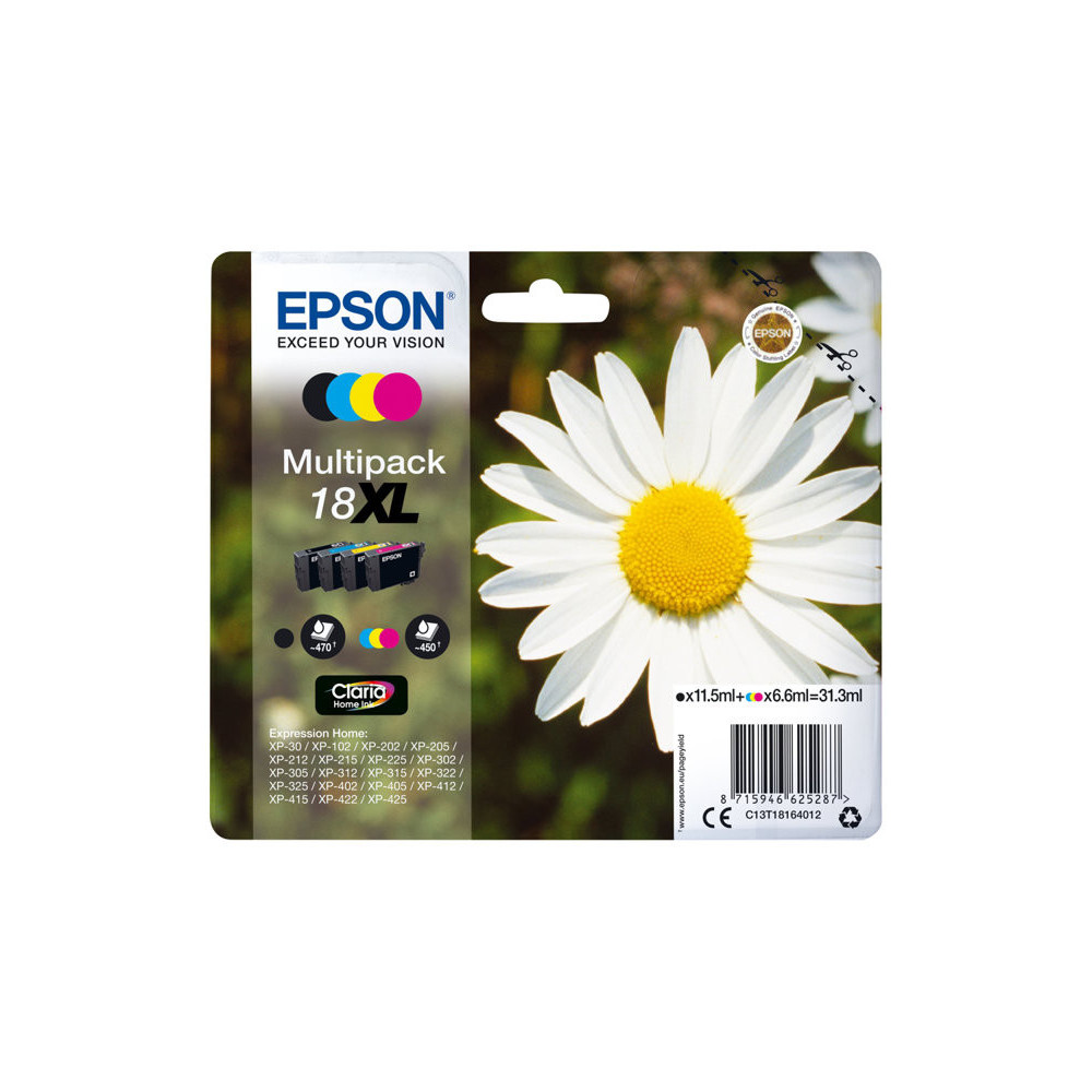 EPSON 3LB 18XL ink cartridge black and tri-colour high capacity 31.3ml 1-pack blister without alarm
