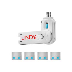LINDY Clé USB et 4 bloqueurs de ports USB Bleu redeal.fr