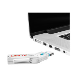 LINDY Clé USB et 4 bloqueurs de ports USB Bleu redeal.fr
