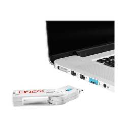 LINDY Clé USB et 4 bloqueurs de ports USB Bleu redeal.fr