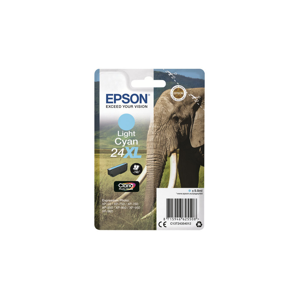 EPSON 5LB 24XL ink cartridge light cyan high capacity 9.8ml 740 pages 1-pack blister without alarm