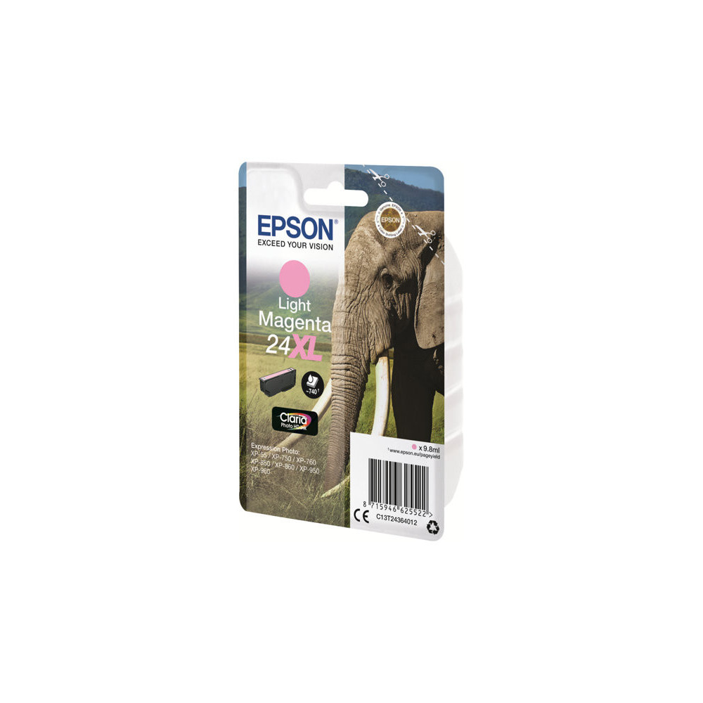 EPSON 1LB 24XL ink cartridge light magenta high capacity 9.8ml 740 pages 1-pack blister without alarm