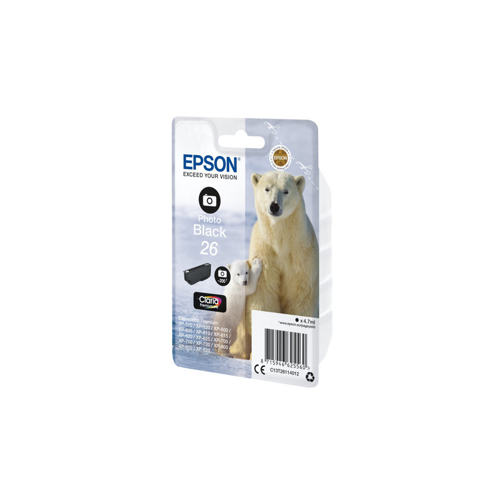 EPSON 5LB 26 ink cartridge photo black standard capacity 4.7ml 200 photos 1-pack blister without alarm