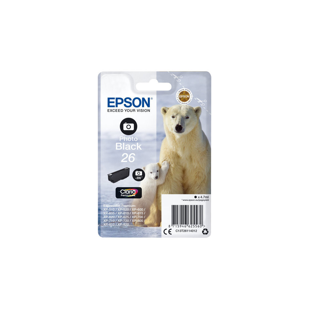 EPSON 5LB 26 ink cartridge photo black standard capacity 4.7ml 200 photos 1-pack RF-AM blister w/s