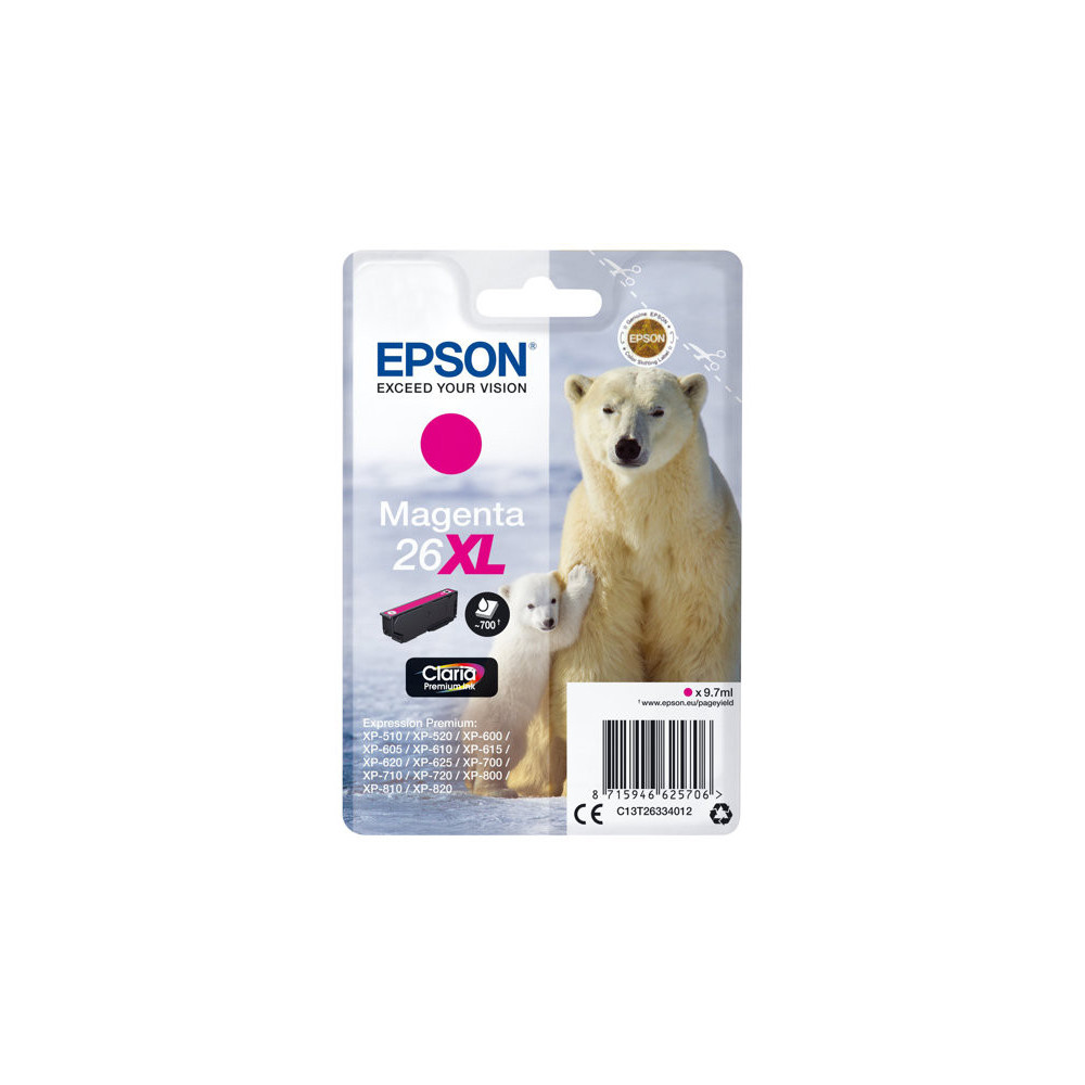 EPSON 1LB 26XL ink cartridge magenta high capacity 9.7ml 700 pages 1-pack blister without alarm
