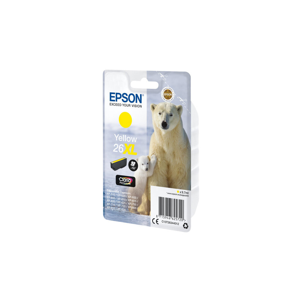EPSON 3LB 26XL ink cartridge yellow high capacity 9.7ml 700 pages 1-pack blister without alarm