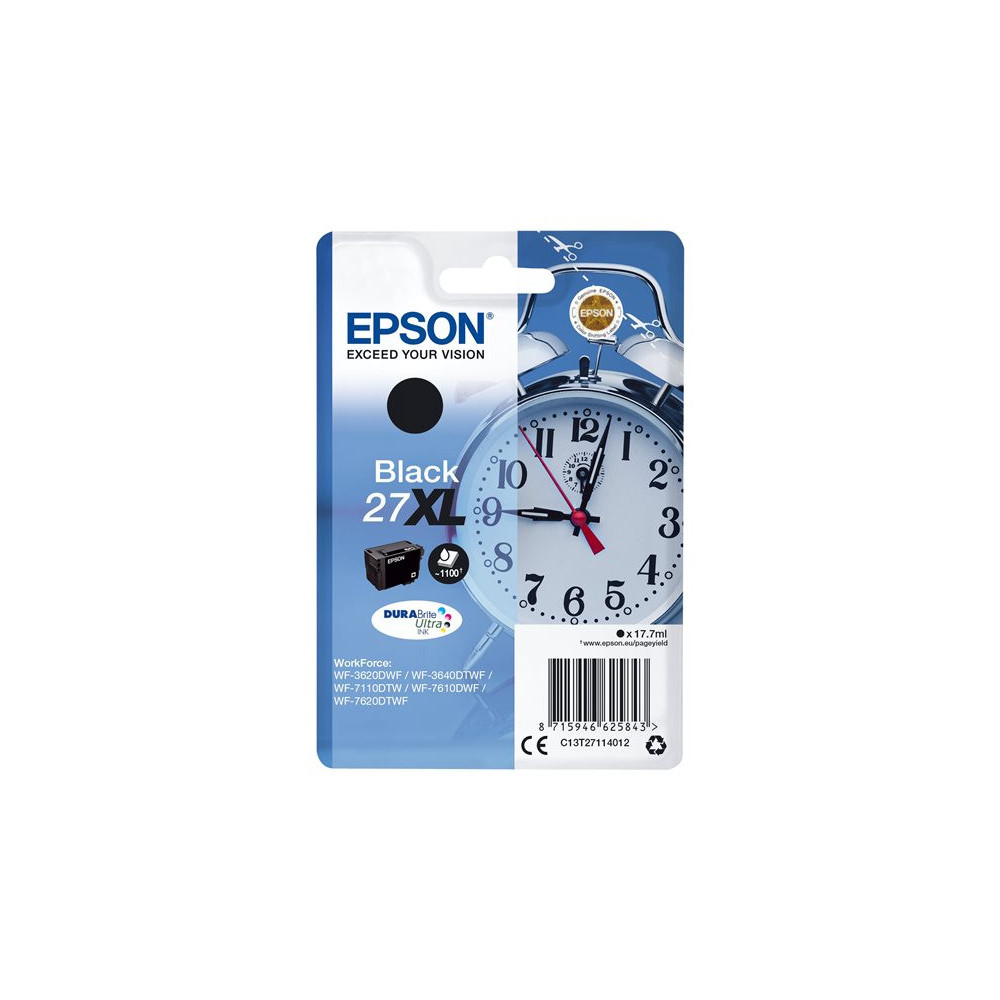 EPSON 6LB 27XL ink cartridge black high capacity 17.7ml 1.100 pages 1-pack RF-AM blister - DURABrite ultra ink w/s