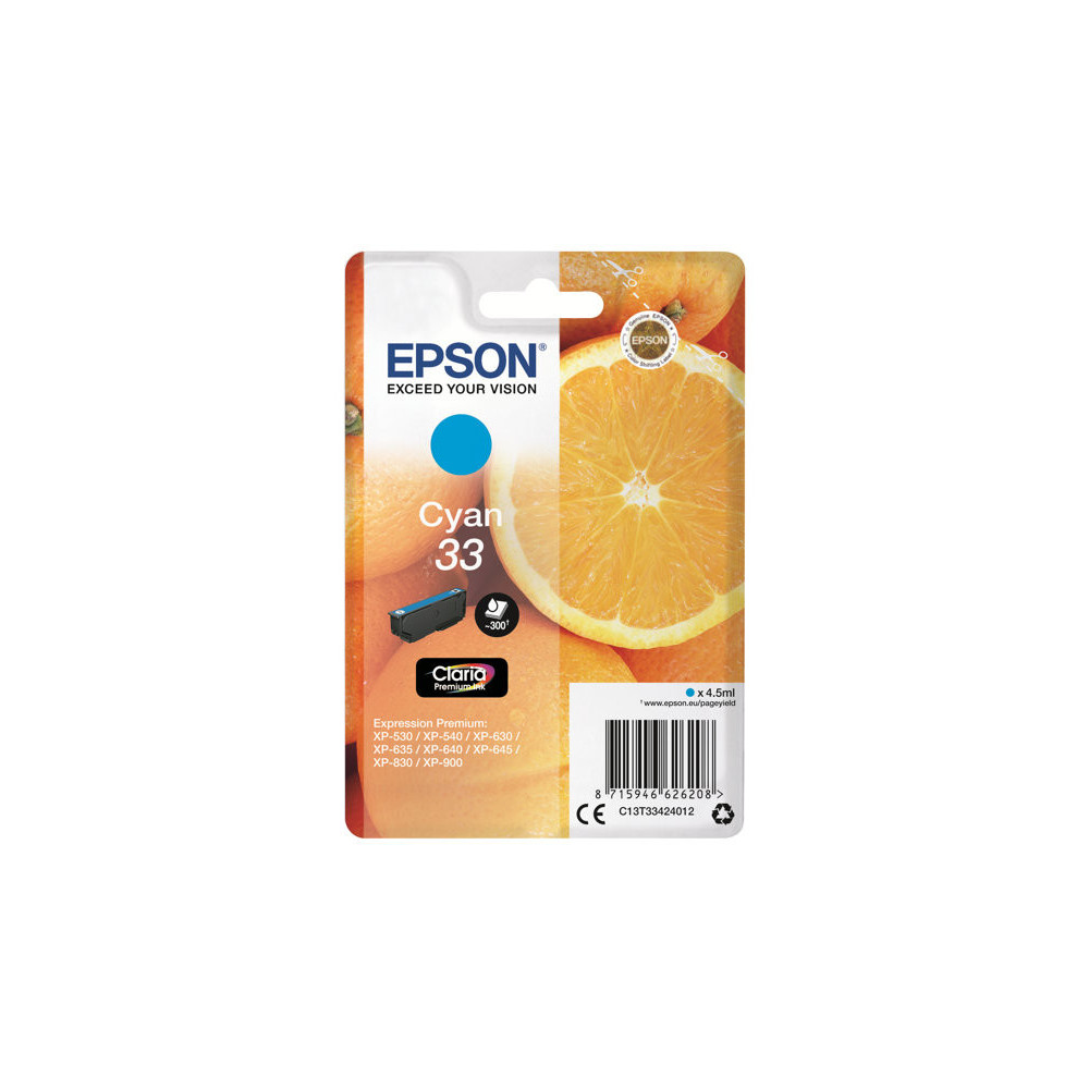 EPSON 1LB Singlepack Cyan 33 Claria Premium Ink