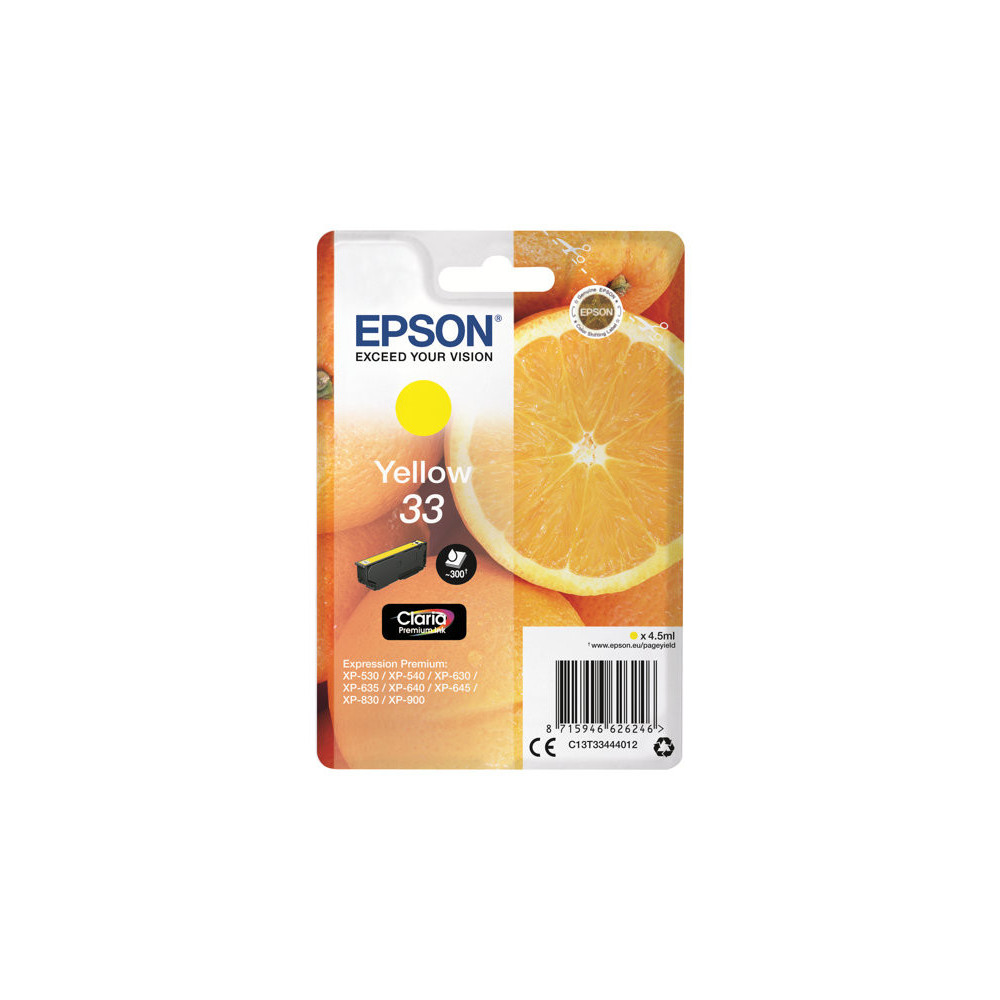 EPSON 3LB Singlepack Yellow 33 Claria Premium Ink