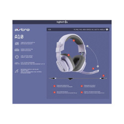 LOGITECH Astro Gaming A10 Gen 2 Headset full size wired 3.5 mm jack lilac redeal.fr