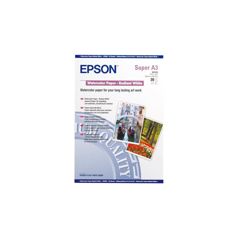 EPSON S041352 Matte papier aquarelle inkjet 190g/m2 A3+ 20 feuilles pack de 1