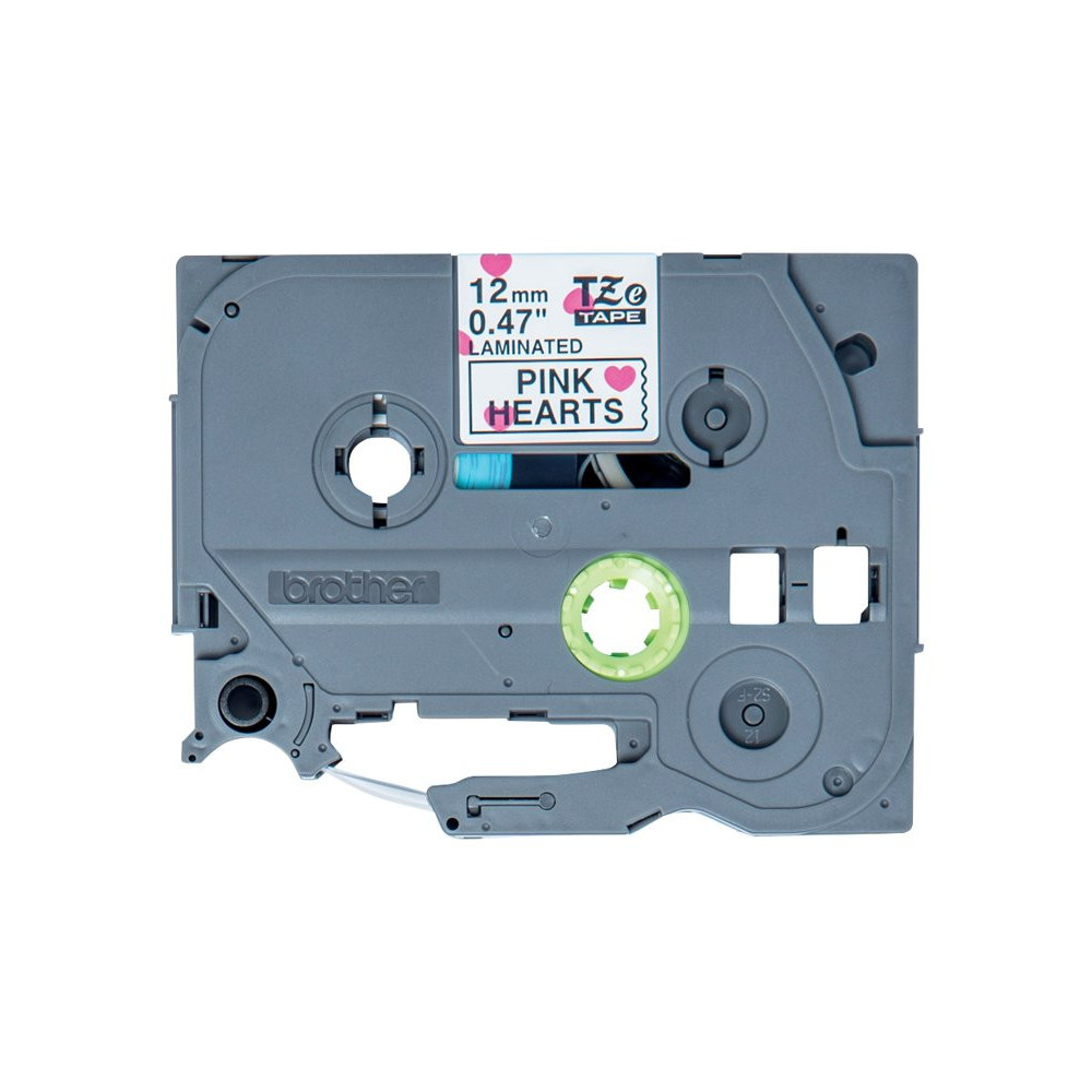 BROTHER Ruban laminé Noir sur Motifs Cœurs Rose 12mm (4m) redeal.fr