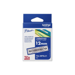 BROTHER Ruban laminé Noir sur Motifs Dentelle Argent 12mm (4m)