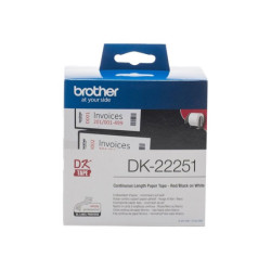 BROTHER Ruban DK tape - Rouleau continu adhésif 62mm x 30m - Impression noir et rouge