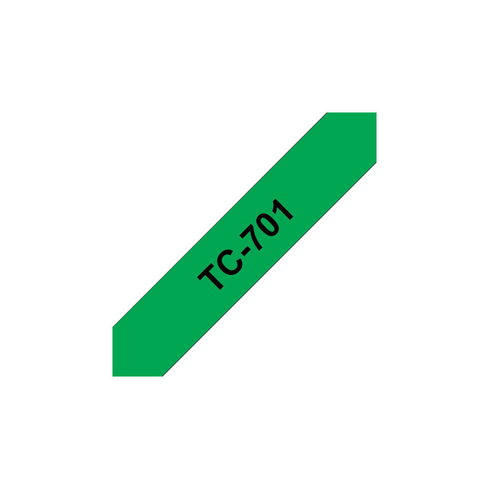 BROTHER P-TOUCH TC-701 noir sur vert 12mm