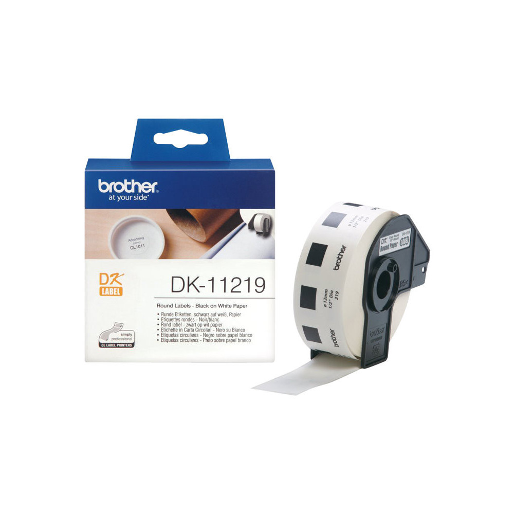 BROTHER P-TOUCH DK-11219 die-cut round label 12x12mm 1200 labels