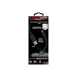 TNB XTREMWORK 1.5m USB Lightning Cable Black/Grey redeal.fr