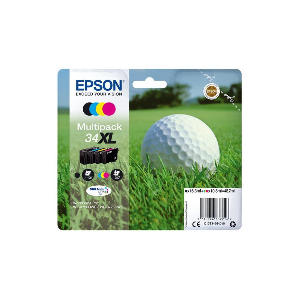 EPSON 2LB Multipack 34XL Ink CMYK DURABrite Ultra Blister XL w/s