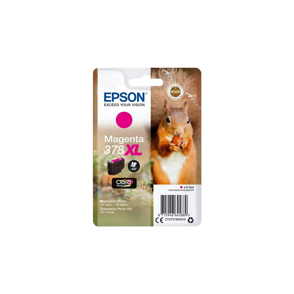 EPSON 4LB Singlepack Magenta 378XL Squirrel Clara Photo HD Ink