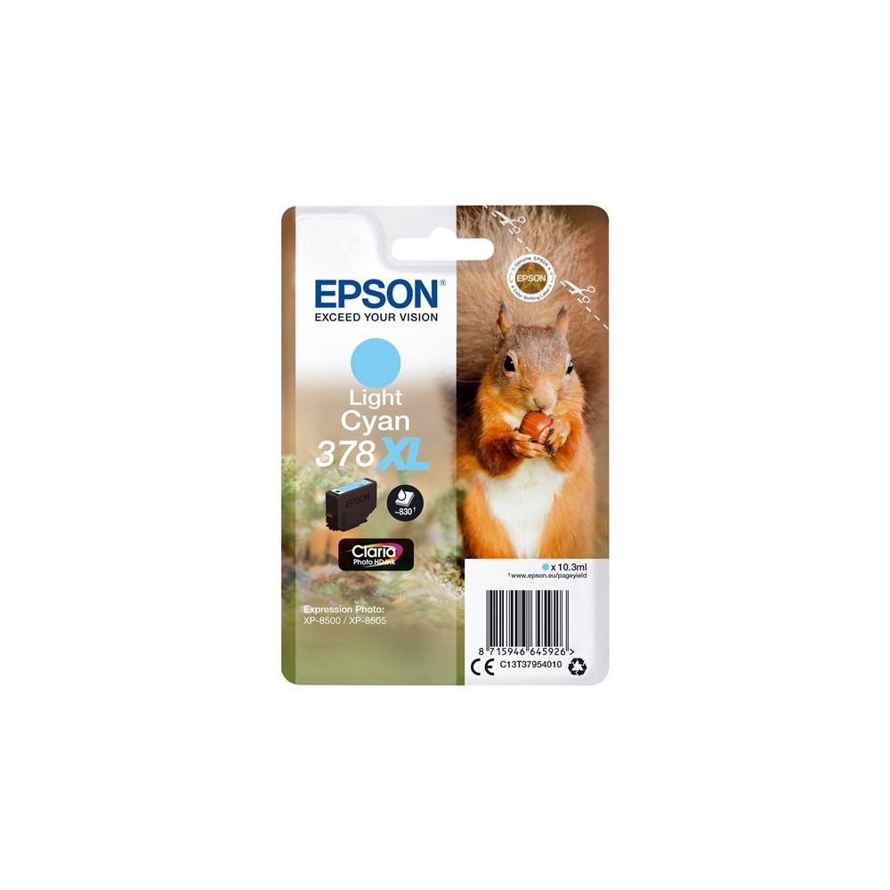 EPSON 5LB Singlepack Light Cyan 378XL Squirrel Clara Photo HD Ink