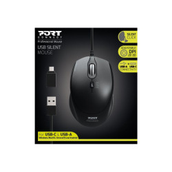 PORT DESIGNS Mouse Office Pro Silent Wired - Black redeal.fr