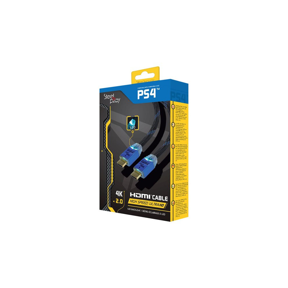 STEELPLAY 4K 2.0 HDMI High Speed Ultra HD LED Cable 2m PS4/PS3 redeal.fr