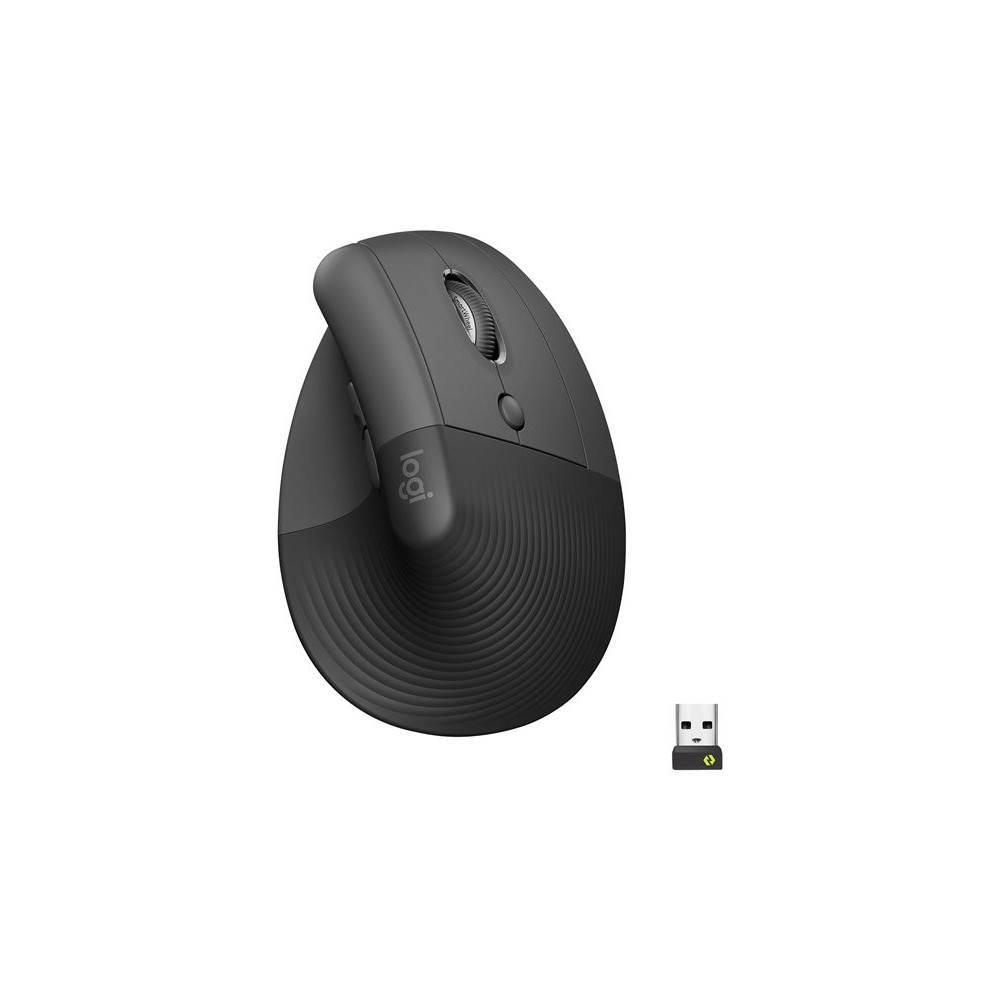 LOGITECH Lift for Business Vertical mouse ergonomic 6 buttons wireless Bluetooth 2.4 GHz Bolt USB receiver graphite