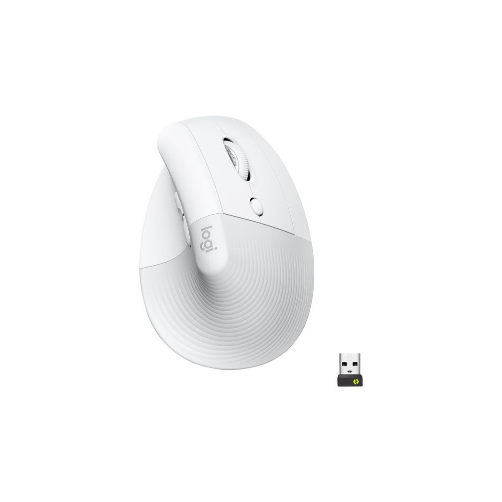 LOGITECH Lift for Business Vertical mouse ergonomic 6 buttons wireless Bluetooth 2.4 GHz Bolt USB receiver off-white