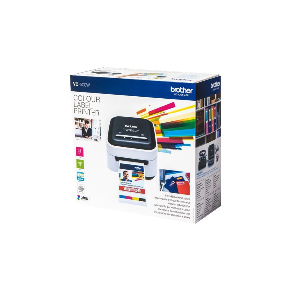 BROTHER VC-500W Label printer colour direct thermal Roll 5cm 313dpi 8mm/secmono/8mm/seccolour USB 2.0 Wi-Fi Cutter