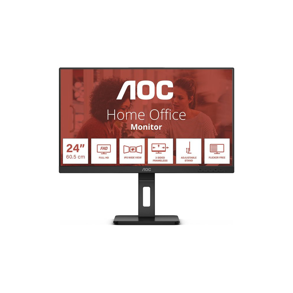 AOC 24E3QAF 24" - 1920 x 1080 Full HD (1080p) @ 75 Hz - IPS - 1000:1 - 4 ms - HDMI, VGA, DisplayPort - haut-parleurs Ajustable