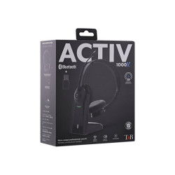 TNB Activ 1000X Professional Headset With Recharge Base Wireless Connection Bluetooth 5.0 And 24Ghz Stereo Earpads
