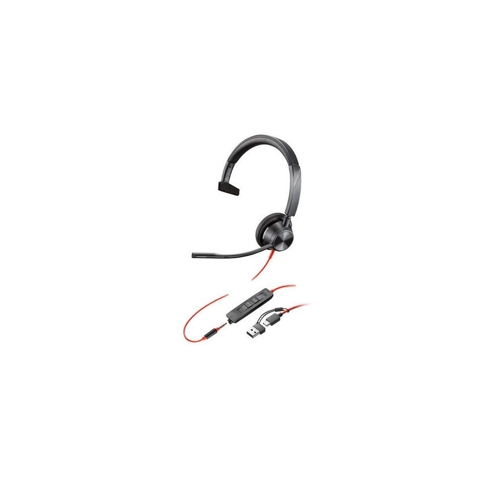 HP Poly Blackwire 3315 Monaural Microsoft Teams Certified USB-C Headset +3.5mm Plug +USB-C/A Adapter redeal.fr