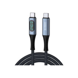 URBAN FACTORY E-Mark USB-4 to USB-4 cable 1.50m Overmolded head with a space gray aluminum finish E-Mark standard
