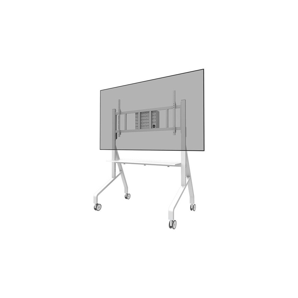 NEOMOUNTS FL50-575WH1 Support au sol mobile pour écran 65-110p - étagère multimédia incluse - installation rapide - TÜV