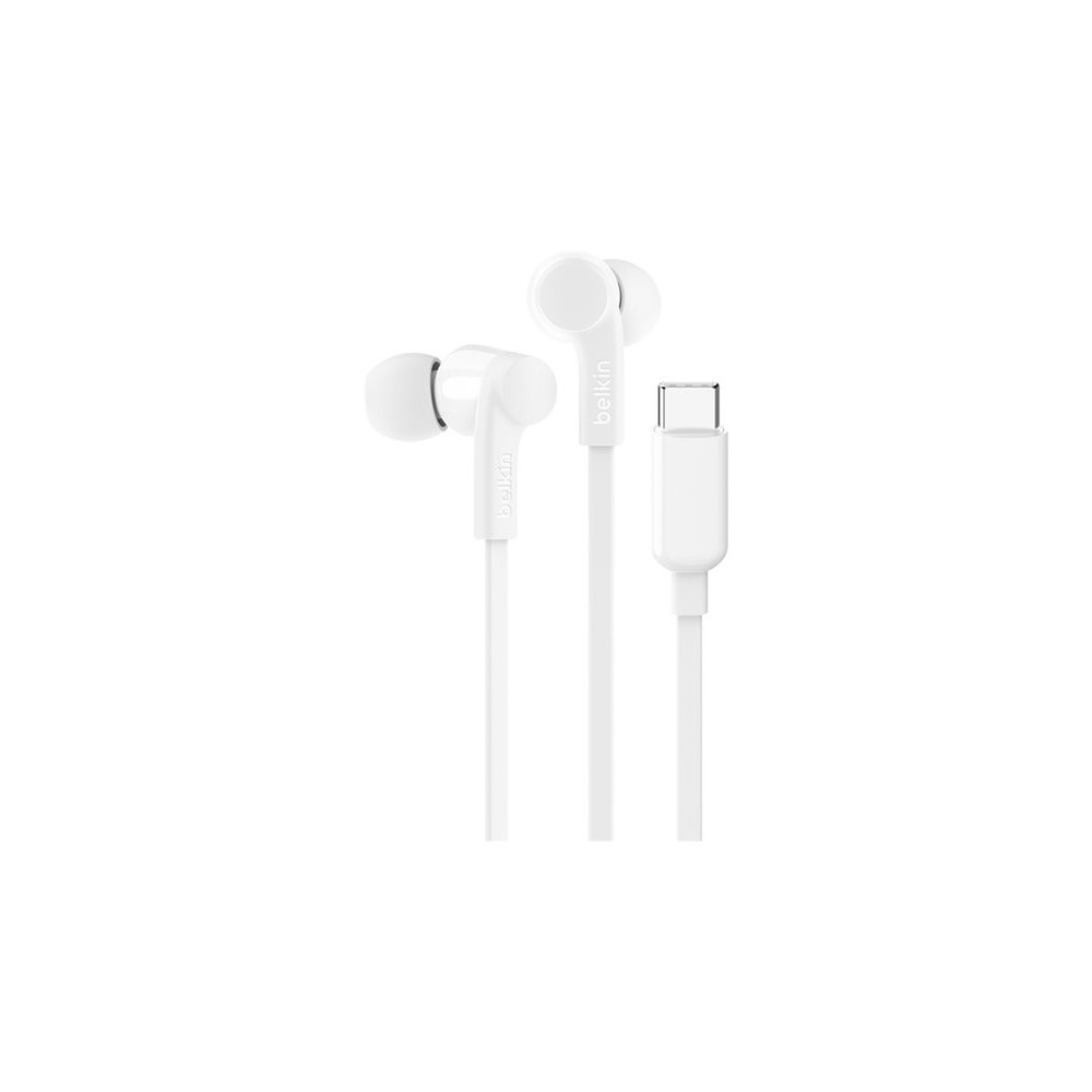BELKIN USB-C EARBUDS W/ ADJUSTABLE VOLUME LIMITER WHITE redeal.fr