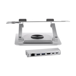 TNB iClick 360 adjustable notebook stand with detachable 6in1 hub aluminum redeal.fr
