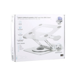 TNB iClick 360 adjustable notebook stand with detachable 6in1 hub aluminum redeal.fr
