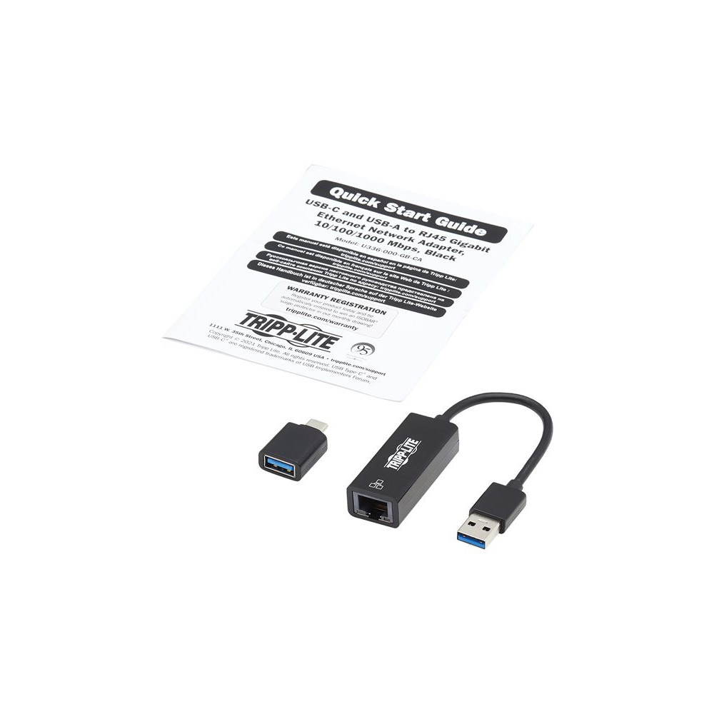 EATON USB-C USB-A to RJ45 Gigabit Ethernet Network Adapter 2xM/F USB 3.2 Gen 1 Black redeal.fr