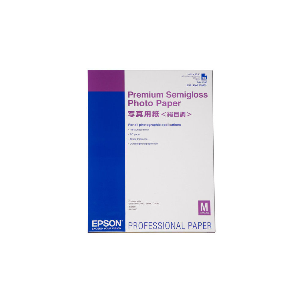 EPSON PREMIUM semi brillant photo  papier inkjet 250g/m2 A2 25 feuilles pack de 1