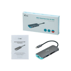 I-TEC USB C Metal Nano Docking Station 1xHDMI 4K 1xSD Cardreader 1xmicroSDCardreader 3xUSB 3.0 Port 1xUSB-C PD sans alimentation
