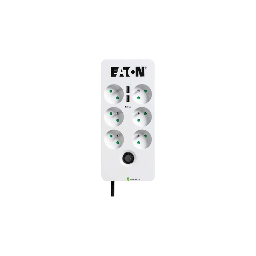 EATON Multiprises parafoudre 10A Protection Box 6 prises FR Port USB