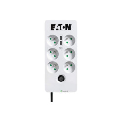 EATON Multiprises parafoudre 10A Protection Box 6 prises FR avec protection de ligne Tel/Internet Port USB
